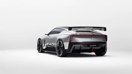 A sleek, modern Polestar 6 sports car displayed against a minimalistic background, showcasing its aerodynamic design and striking features in high-definition wallpaper format.
