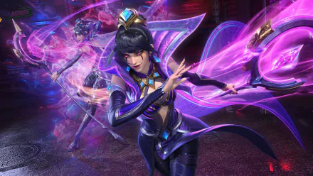 HD wallpaper featuring LeBlanc from League of Legends, showcasing her iconic design and capture of the game's vibrant aesthetic in a captivating background.