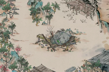 HD desktop wallpaper featuring artwork from the video game Realm of Ink, showcasing vibrant colors and intricate designs for an immersive background experience.