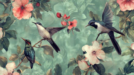 A coquette aesthetic HD desktop wallpaper featuring a bird, combining soft colors and delicate details that enhance any digital background.
