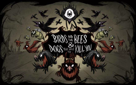 HD desktop wallpaper featuring art from the video game Don't Starve, showcasing its distinctive style and characters for an immersive gaming aesthetic.