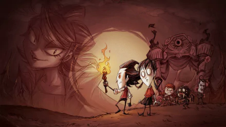 HD desktop wallpaper featuring art inspired by the video game Don't Starve, showcasing its unique and captivating visual style.