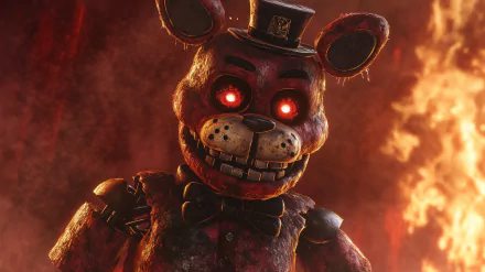 HD wallpaper featuring Withered Freddy from the video game Five Nights at Freddy's, creating an immersive background for fans of the franchise.
