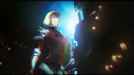 HD anime wallpaper featuring Cha Hae-in from Solo Leveling, set against a vibrant, illuminated backdrop, showcasing her determined expression and stunning armor details.