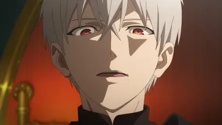 A dramatic close-up of an anime character with white hair and red eyes, set against a vibrant background. This HD image is tagged with I Parry Everything, making it a striking desktop wallpaper.