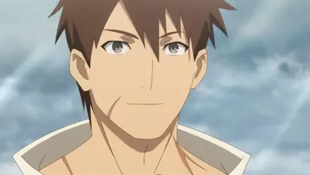 Anime-themed HD desktop wallpaper featuring a confident character with tousled brown hair and a determined expression, embodying the spirit of I Parry Everything.