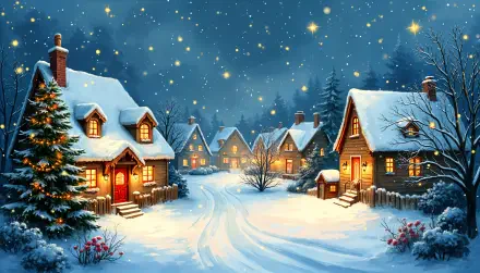 Christmas cabin christmas town winter snow HD Desktop Wallpaper | Background Image