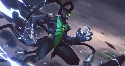 HD PC desktop wallpaper featuring a powerful Ben 10 alien from Ben 10: Alien Force, Omniverse, Ultimate Alien, and the 2016 Ben 10 series in dynamic action pose.