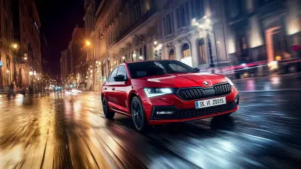 Skoda Octavia RS city night HD Desktop Wallpaper | Background Image