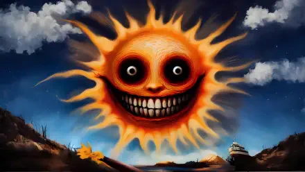creepy scary horror sun painting HD Desktop Wallpaper | Background Image