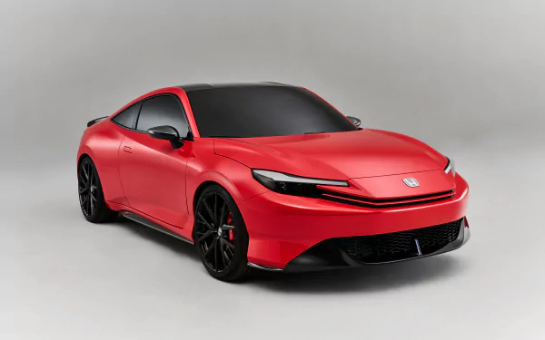 A striking red Honda Prelude showcased as a high-definition desktop wallpaper, featuring a sleek design and modern aesthetic against a neutral background.