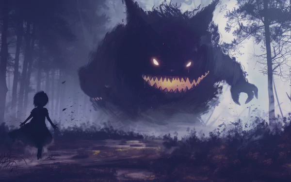 HD desktop wallpaper featuring Gengar from Pokémon in an anime style, capturing the character's playful and mischievous essence. A vibrant addition to any background collection.