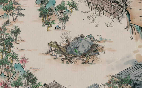 HD desktop wallpaper featuring artwork from the video game Realm of Ink, showcasing vibrant colors and intricate designs for an immersive background experience.