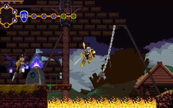 HD desktop wallpaper featuring characters and themes from the video game Volgarr the Viking II, showcasing vibrant art and dynamic visuals.