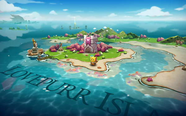 HD desktop wallpaper featuring art from Cat Quest III, showcasing vibrant colors and a whimsical fantasy landscape with feline characters ready for adventure.