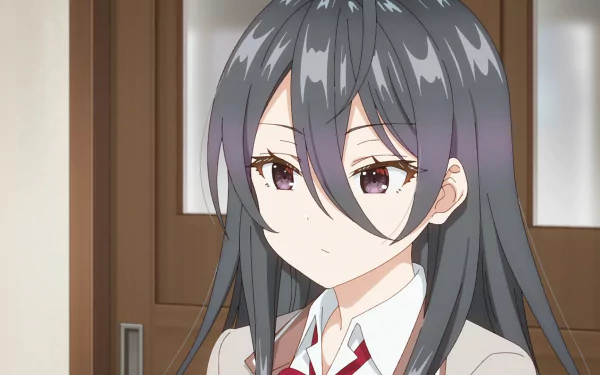 HD anime desktop wallpaper featuring Ayano Kimishima from Alya Sometimes Hides Her Feelings in Russian, showcasing her thoughtful expression.