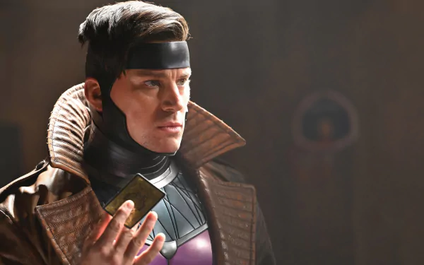 A dynamic HD wallpaper featuring Deadpool, Wolverine, and Gambit from Marvel Comics, highlighting Channing Tatum's portrayal as Gambit in an action-packed cinematic style.