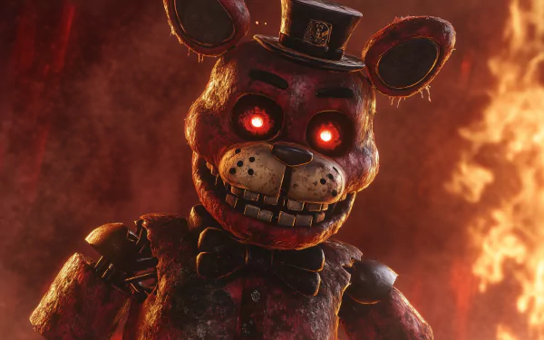 HD wallpaper featuring Withered Freddy from the video game Five Nights at Freddy's, creating an immersive background for fans of the franchise.