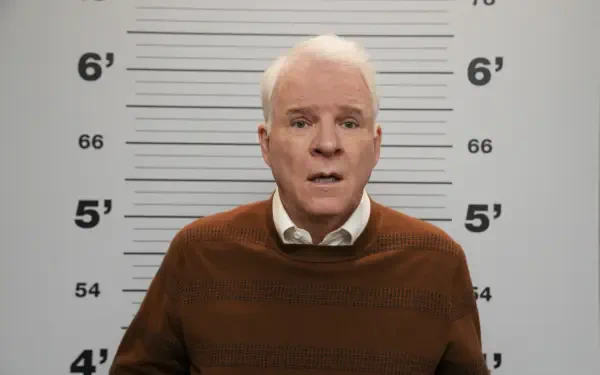 HD desktop wallpaper featuring the TV show Only Murders in the Building with Steve Martin, capturing the essence of the series in a visually appealing background.