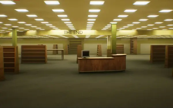 HD desktop wallpaper featuring imagery from the video game Escape the Backrooms, capturing a suspenseful and eerie atmosphere for immersive gaming enthusiasts.