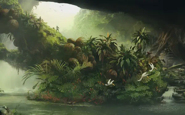 HD desktop wallpaper featuring elements from the video game Star Wars Outlaws by Ubisoft, showcasing the game's immersive universe and stunning visuals.