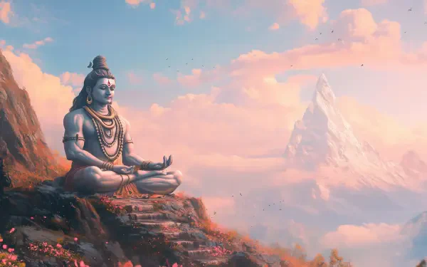 A serene HD desktop wallpaper featuring Mahadev, also known as Shiva, capturing the essence of religious devotion and spirituality.