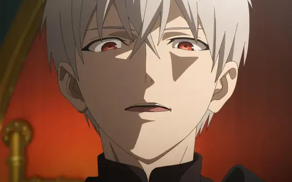 A dramatic close-up of an anime character with white hair and red eyes, set against a vibrant background. This HD image is tagged with I Parry Everything, making it a striking desktop wallpaper.