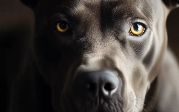 A close-up of a pitbull's face, showcasing its striking features and intense gaze. This 4K Ultra HD image serves as a captivating desktop wallpaper.