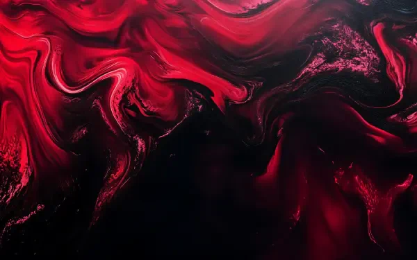 Abstract black and red swirling patterns create a dynamic composition in this 4K Ultra HD desktop wallpaper, enhancing any screen with a bold and modern aesthetic.