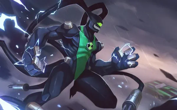 HD PC desktop wallpaper featuring a powerful Ben 10 alien from Ben 10: Alien Force, Omniverse, Ultimate Alien, and the 2016 Ben 10 series in dynamic action pose.