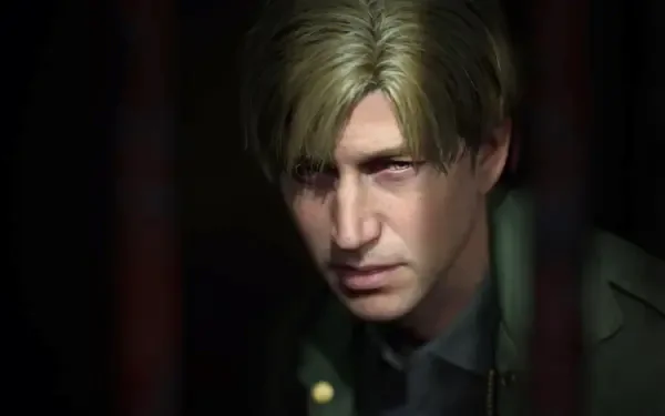 A close-up of a character from the video game Silent Hill 2, featuring detailed facial expressions and dramatic lighting. This 4K Ultra HD image serves as a striking desktop wallpaper.