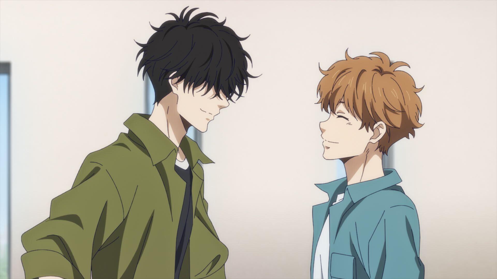 Two characters from Ron Kamonohashi's Forbidden Deductions share a lighthearted moment against a soft background, captured in this HD desktop wallpaper.