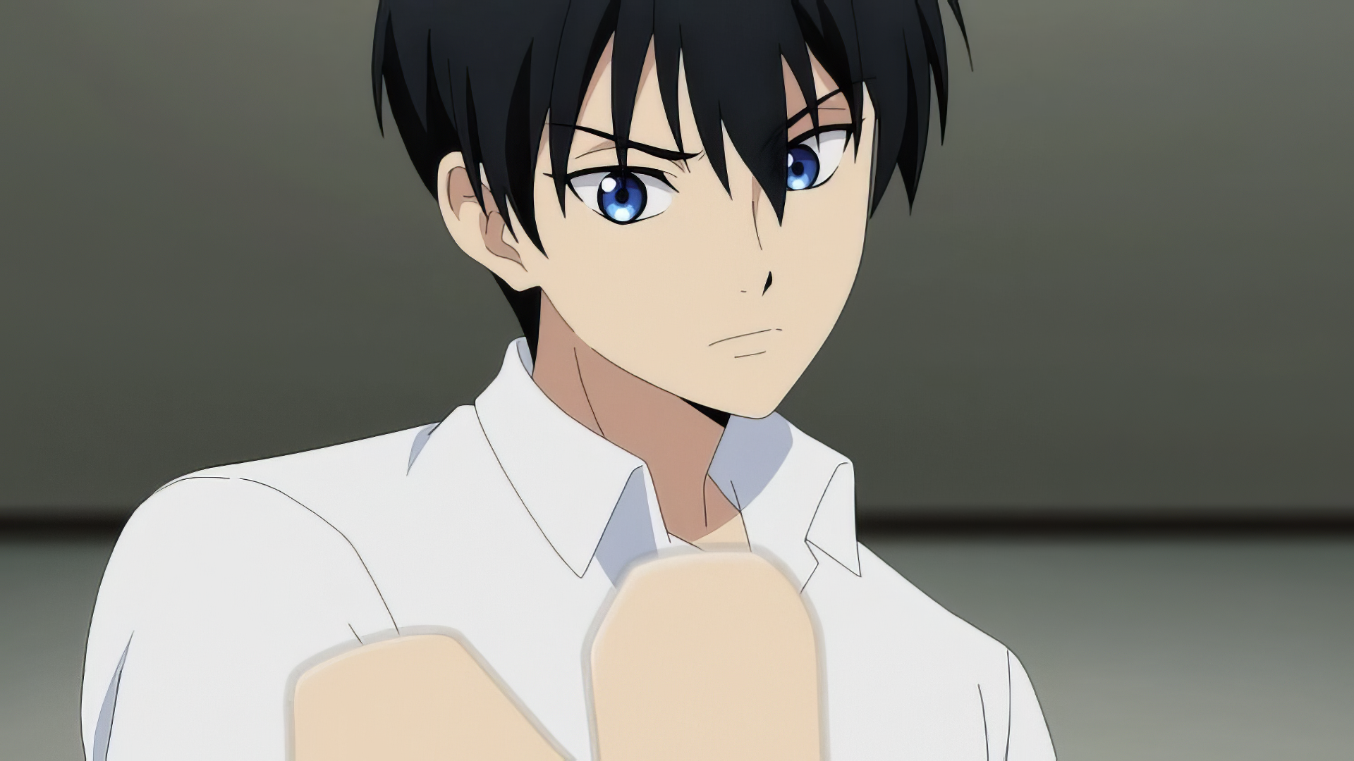 Anime character Kei from Touhai: Ura Rate Mahjong Touhai Roku gazes intently, set against a sleek backdrop, creating a striking HD PC desktop wallpaper.