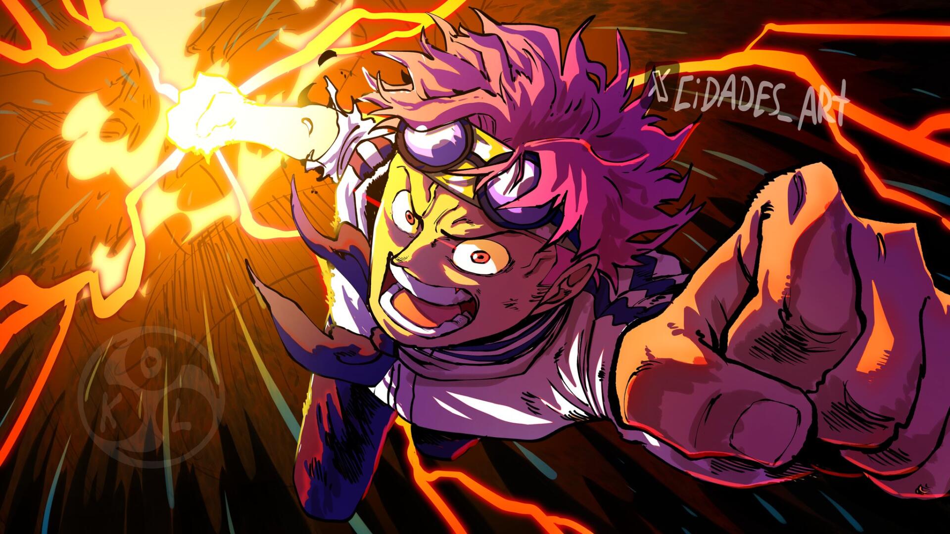 HD anime wallpaper featuring Koby from One Piece using Haki, depicted with intense energy and dynamic lighting for a powerful desktop background.