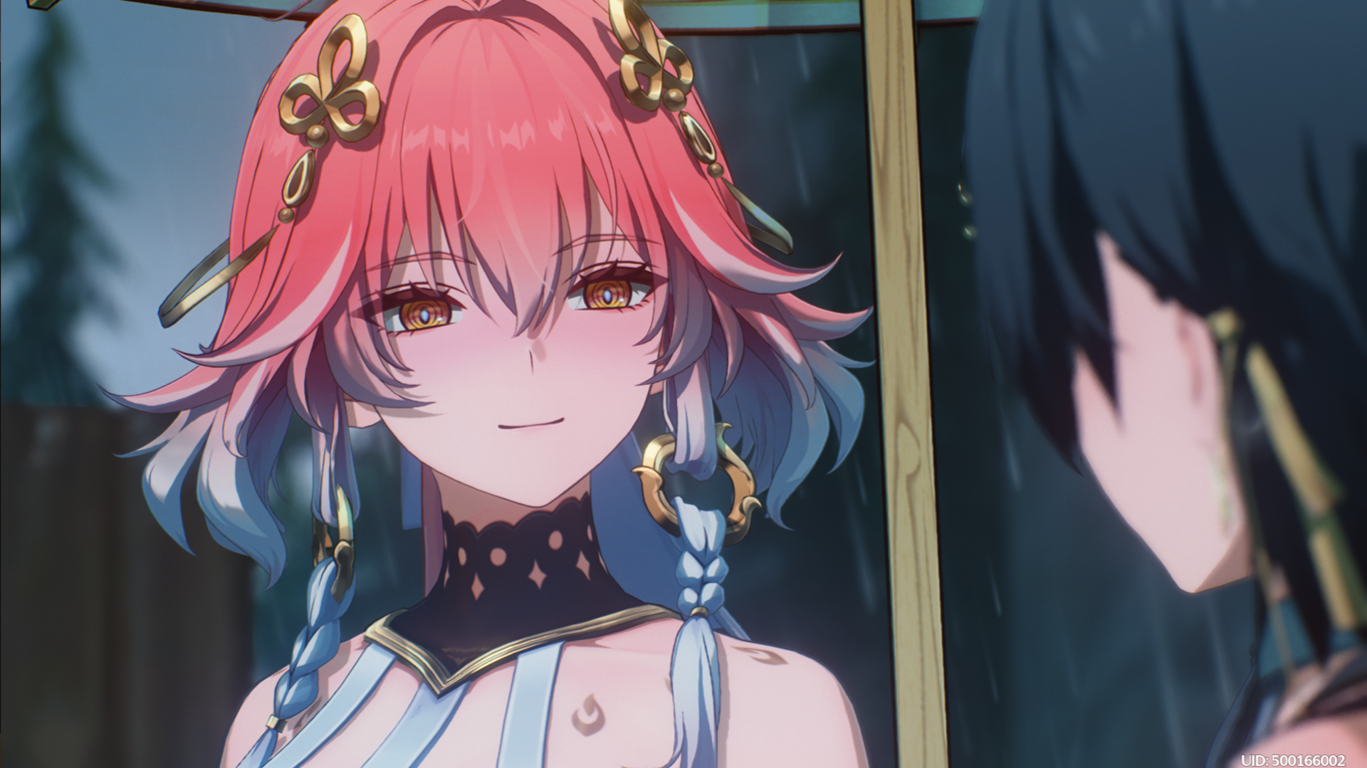 A captivating HD wallpaper from the video game Wuthering Waves, featuring the character Changli with vibrant pink hair and a striking expression.