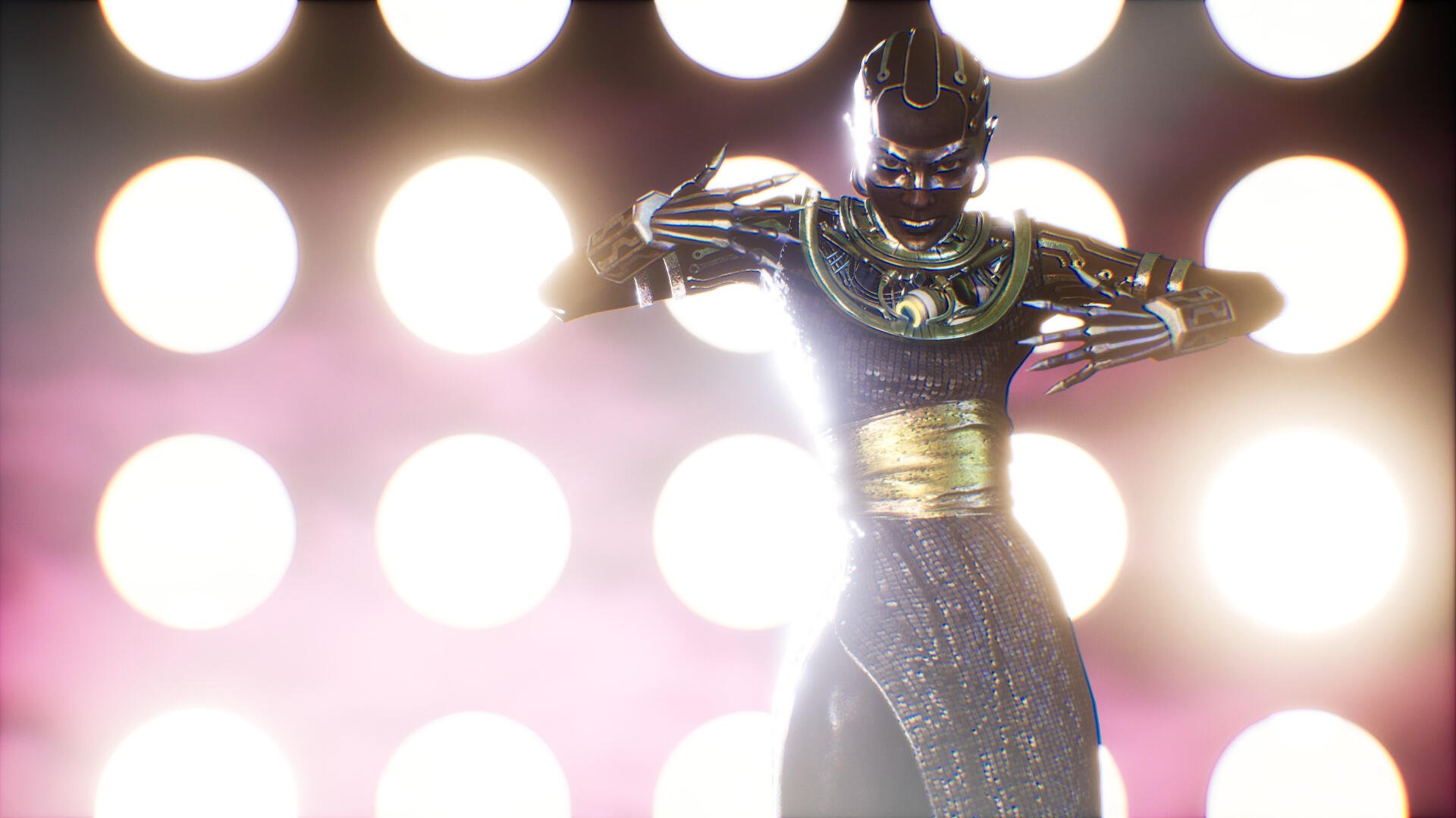 A striking 4K Ultra HD wallpaper featuring a character from the video game Judas (2025), set against a backdrop of glowing lights and a vibrant atmosphere.