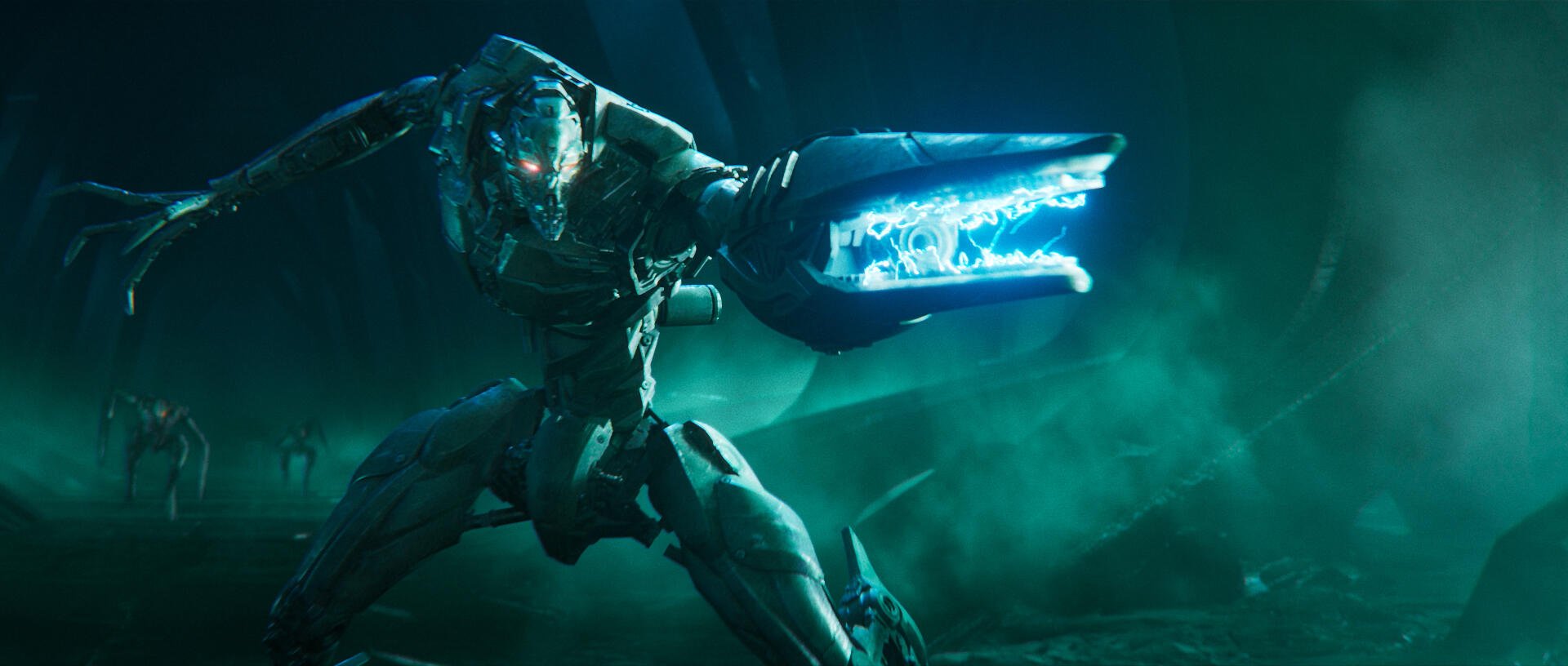 A dramatic HD wallpaper from the video game Exodus (2024), featuring a futuristic character wielding a glowing weapon in an atmospheric, dark setting.
