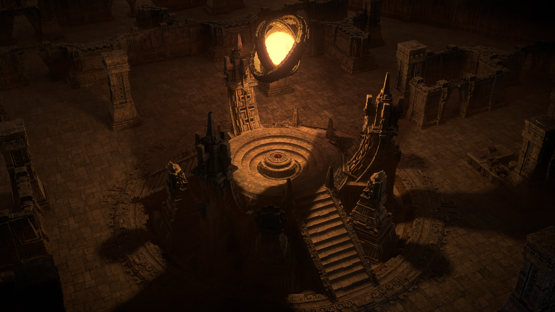 A captivating 4K Ultra HD desktop wallpaper from the video game Dragon Age: The Veilguard, featuring a mysterious illuminated structure surrounded by ancient stone architecture.