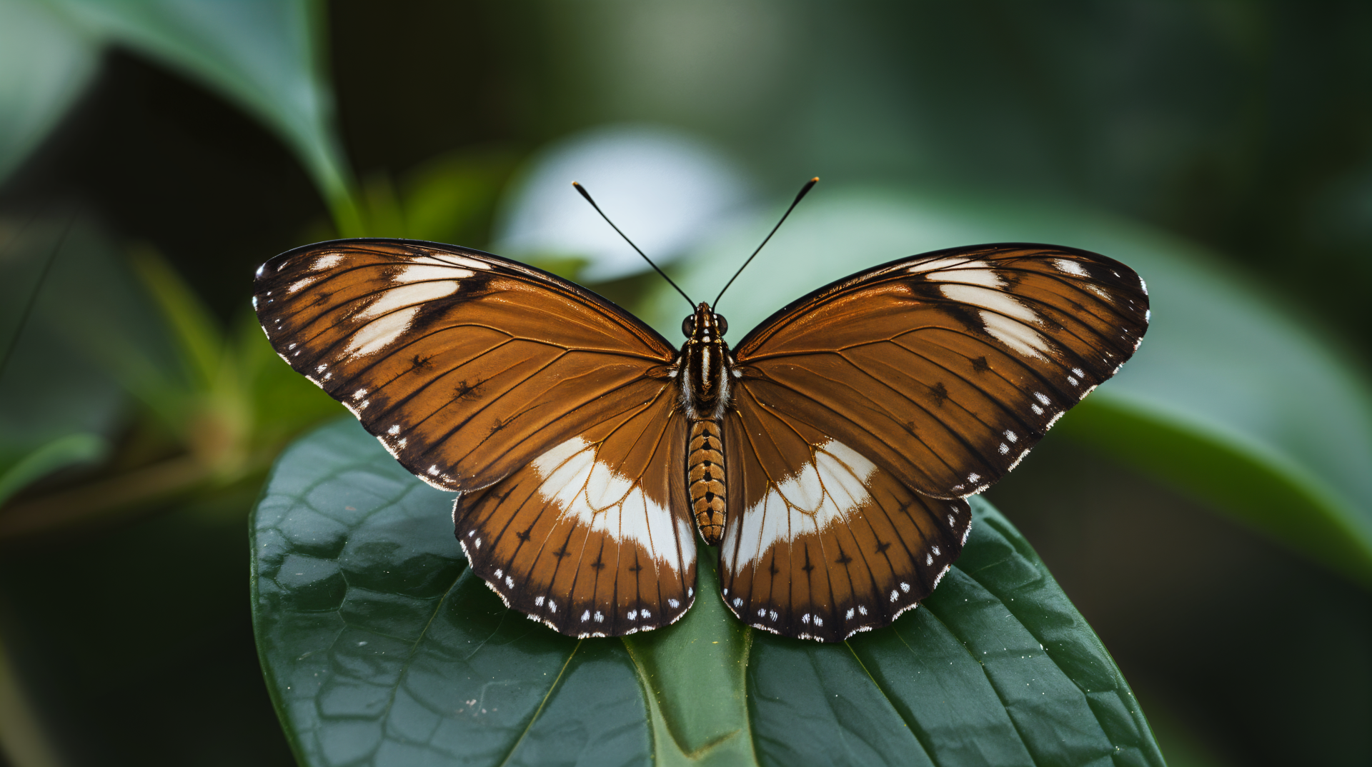 A stunning 4K Ultra HD desktop wallpaper featuring a vibrant butterfly perched on a green leaf, showcasing intricate patterns and colors against a soft, blurred background.