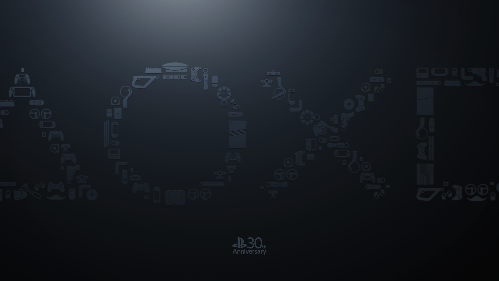 Dark 4K Ultra HD PC desktop wallpaper featuring PlayStation symbols, emphasizing PlayStation 5 gaming with a sleek, modern video game aesthetic.