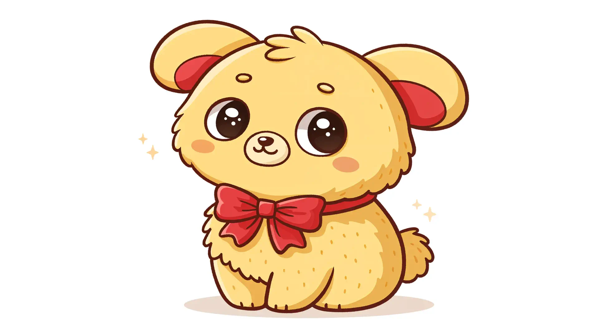 A cute cartoon puppy with big eyes and a red bow sits adorably against a light background, making this a charming 4K Ultra HD PC desktop wallpaper.