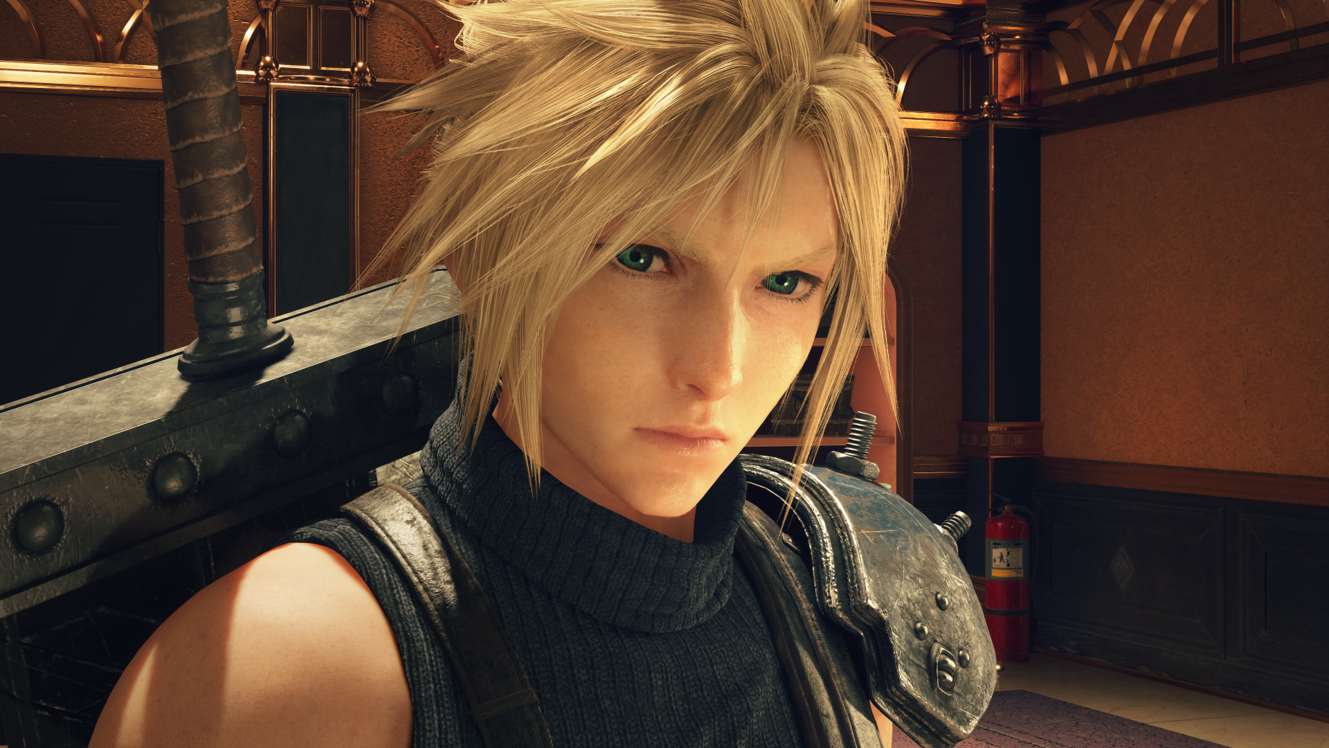Cloud Strife from Final Fantasy VII Rebirth is featured in this stunning 4K Ultra HD wallpaper, showcasing his iconic style and intense expression.