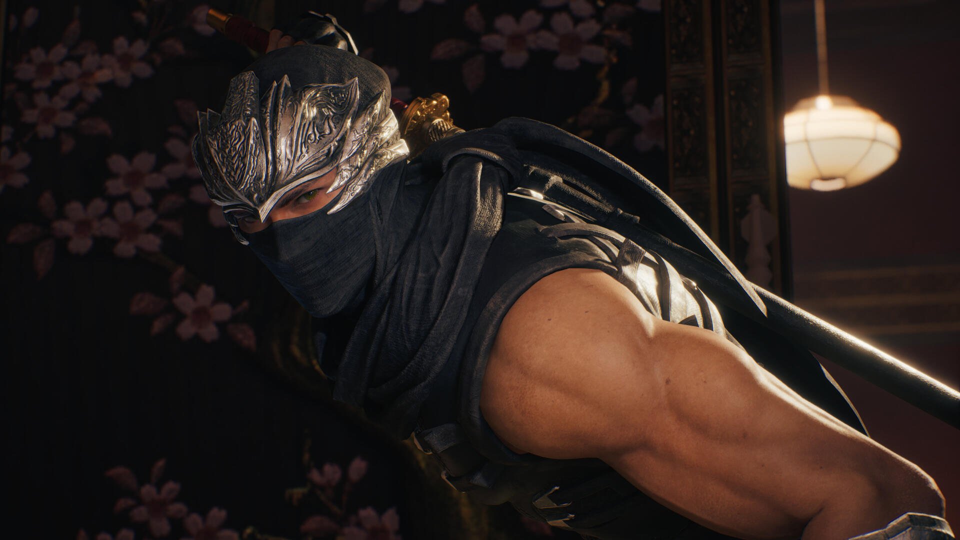 A dramatic 4K Ultra HD wallpaper featuring a muscular character from Ninja Gaiden 2 Black, showcasing intricate details of his armor and fierce expression.