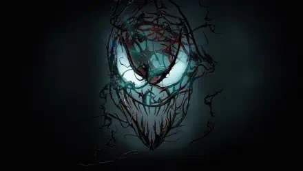 A striking 4K Ultra HD wallpaper featuring Venom from Venom: The Last Dance, showcasing a dark, menacing design with glowing eyes and intricate detailing.