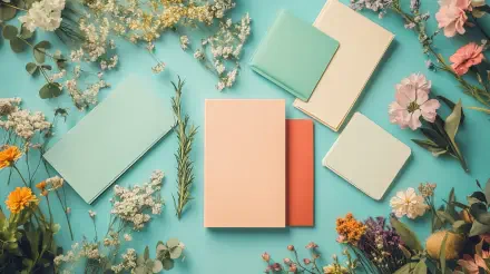 stationary cute stationary notebook flower flat lay HD Desktop Wallpaper | Background Image
