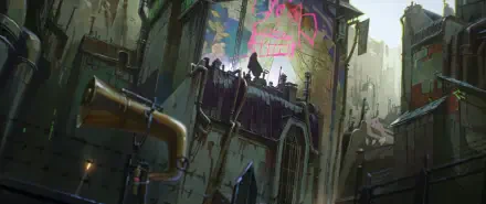 4K Ultra HD desktop wallpaper featuring a dark cityscape from the TV show Arcane, highlighting the moody atmosphere of Arcane Season 2.