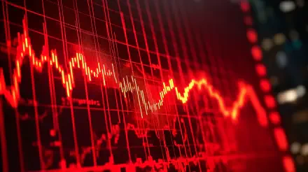 A striking 4K Ultra HD wallpaper featuring a stock market graph in red, illustrating fluctuating trends and market volatility. Perfect for a finance-themed desktop background.