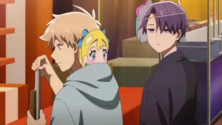 Anime scene depicting characters at an all-guy's mixer, showcasing their expressions and interactions in a vibrant HD desktop wallpaper. 