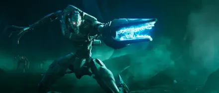 A dramatic HD wallpaper from the video game Exodus (2024), featuring a futuristic character wielding a glowing weapon in an atmospheric, dark setting.