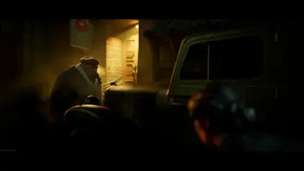 A dramatic scene from the video game Sleight of Hand, featuring a shadowy figure approaching a lit doorway, set against a backdrop of tension and intrigue. 4K Ultra HD wallpaper.